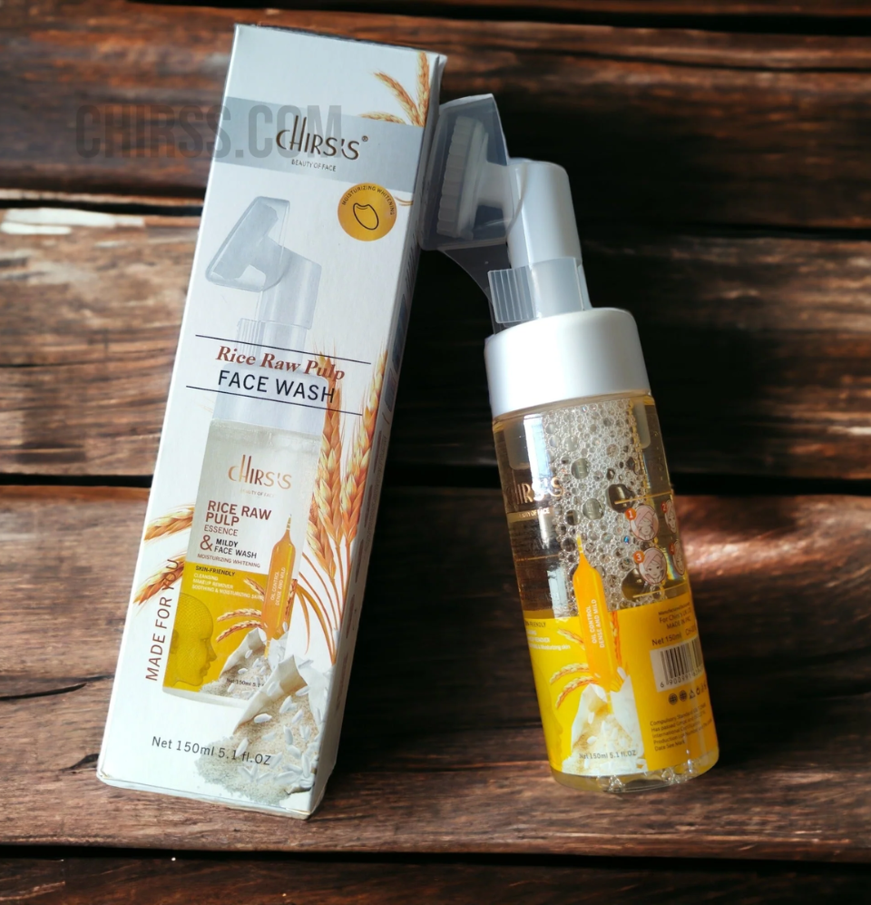 Chirs's Rice Raw Pulp Essence Face Wash Moisturizing Whitening Cleansing Mousse 150ML